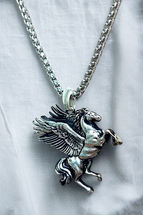 گردنبند استیل ( فولاد ) سفید مردانه روکش نقره AK STORE SİLVER - کد 939180496