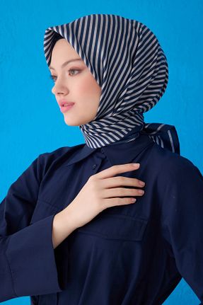 روسری سرمه ای کرپ ساتن ابریشم Belli - کد 927423088