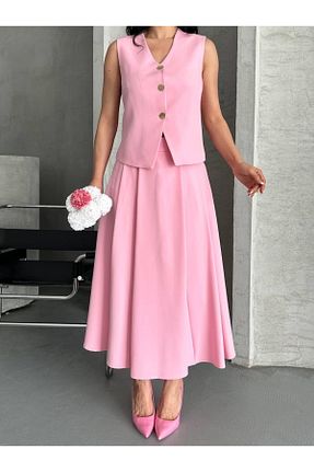 ست بالاتنه و پائین تنه صورتی زنانه بافتنی Ekim Store - کد 939200357