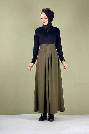دامن خاکی زنانه PuShe - کد 939202225