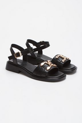 صندل مشکی زنانه پاشنه تخت ezmoda - کد 939199604