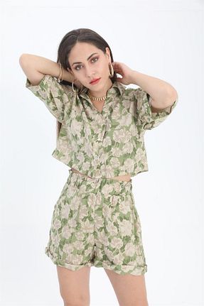 شلوارک و برمودا سبز زنانه پارچه LLOHA - کد 939302229