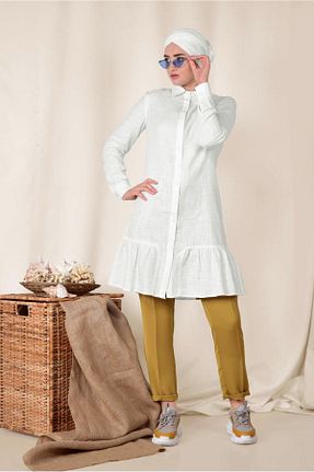 تونیک حجاب سفید زنانه %100 پنبه Alvina - کد 874939972