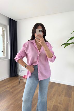 پیراهن صورتی زنانه رگولار BİRCANÇİL - کد 939275095