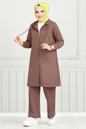 ست بالاتنه و پائین تنه قهوه ای زنانه بافتنی ModaMerve - کد 898892456