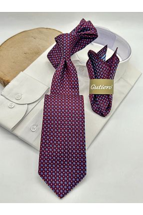کراوات زرشکی مردانه میکروفیبر Gutiero - کد 939329405
