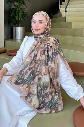 شال قهوه ای زنانه پنبه ای lamelif - کد 939322489