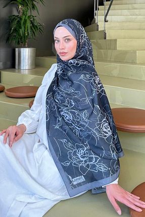 شال طوسی زنانه پنبه ای lamelif - کد 939321133