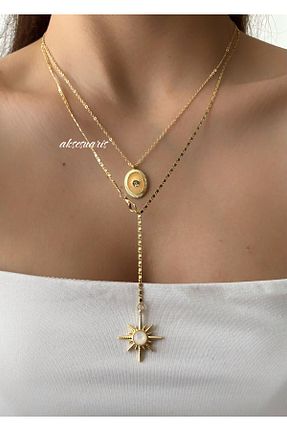 گردنبند جواهر زرد زنانه پوشش لاکی aksesuaris - کد 939357712
