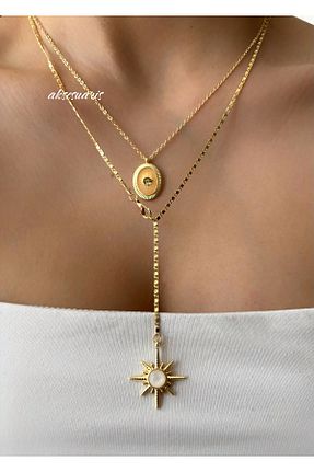 گردنبند جواهر زرد زنانه پوشش لاکی aksesuaris - کد 939357712
