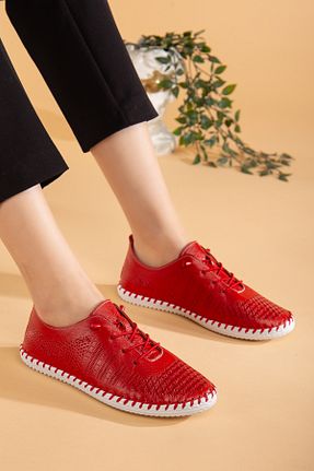 کفش کژوال قرمز زنانه چرم خالص uway - کد 905788410