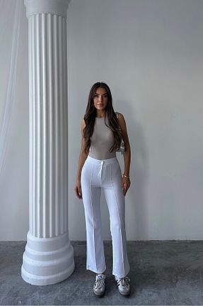 شلوار سفید زنانه پنبه - پلی استر - الاستین macharel jeans - کد 741480472