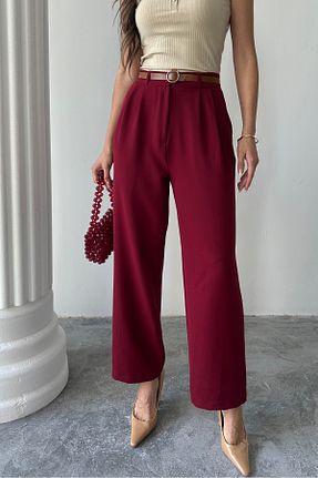 شلوار زرشکی زنانه پارچه macharel jeans - کد 930491949