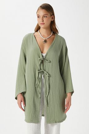 کیمونو و کافتان خاکی زنانه %100 پنبه Ritnice - کد 939406808