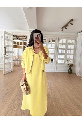ست بالاتنه و پائین تنه زرد زنانه بافتنی youlike butik - کد 938787429