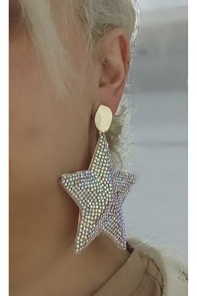 گوشواره جواهر سفید زیرکن mos&more - کد 930190037