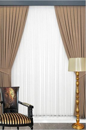 پرده زمینه قهوه ای پلی استر Wowlays Home - کد 67123819