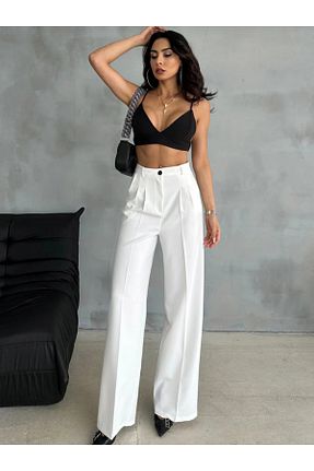شلوار پارچه ای سفید زنانه بلند MODA - کد 939523847