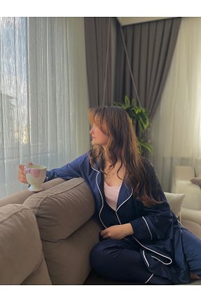 ست لباس راحتی سرمه ای زنانه ساده Pamukdan - کد 939527129
