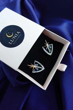 گوشواره جواهر زرد زیرکن Lunia accessories - کد 939543284