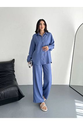 ست بالاتنه و پائین تنه سرمه ای زنانه کتان BBbutik - کد 939561401