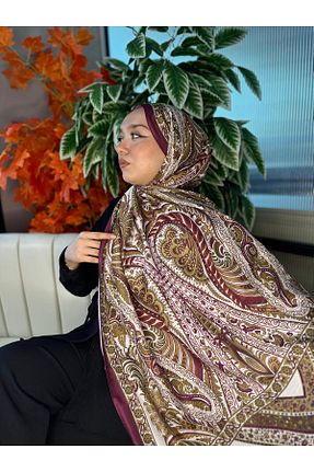 شال زرشکی زنانه ابریشم Oxygen Scarfs - کد 939565278