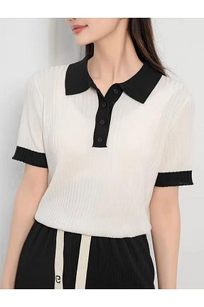 تیشرت سفید زنانه یقه پولو De Pose - کد 929683839