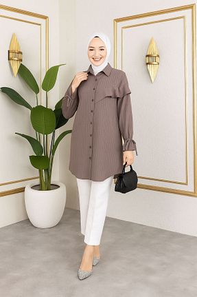 تونیک حجاب بژ مخلوط ویسکون sd butique - کد 939572829