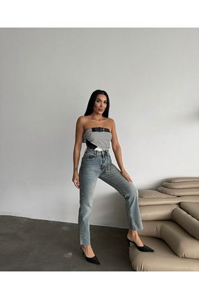 شلوار جین آبی زنانه پاچه گشاد ayday butik - کد 939603698