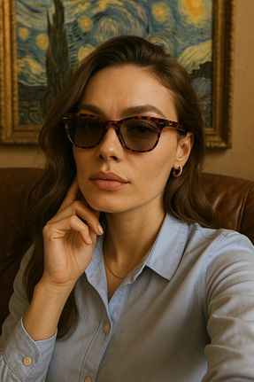 عینک آفتابی قهوه ای زنانه 52 AGAPI - کد 939596264