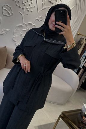 ست بالاتنه و پائین تنه حجاب مشکی زنانه A-line Tasarım - کد 938081073