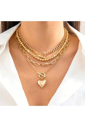 گردنبند جواهر زرد زنانه فلزی Girift Vintage - کد 939635378