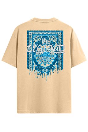 تیشرت بژ زنانه اورسایز VEK - کد 939630301