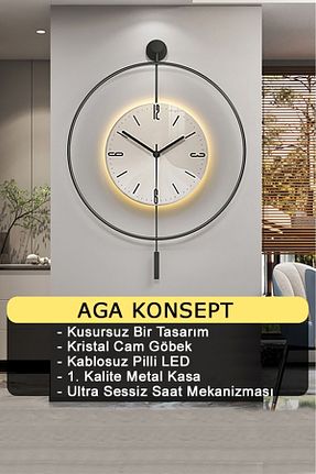 ساعت دیواری مشکی 50 * 75 AGA KONSEPT - کد 786362037