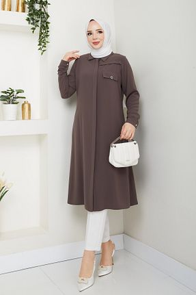 تونیک حجاب قهوه ای زنانه پلی استر BELLİNA - کد 939797567