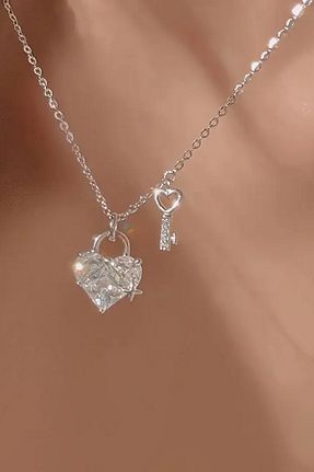 گردنبند جواهر طوسی زنانه روکش نقره ZEYZON - کد 939643798