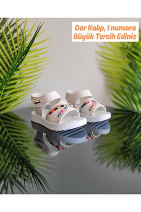 صندل اسپرت سفید بچه گانه چرم لاکی elma bebe - کد 939652469