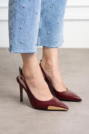 کفش مجلسی زرشکی زنانه پاشنه ضخیم kalyoncu moda - کد 939724482