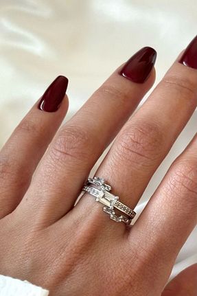 انگشتر استیل (فولاد) طوسی زنانه پوشش لاکی Leo