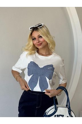 تیشرت سفید زنانه گشاد Bliss Dale - کد 939725186