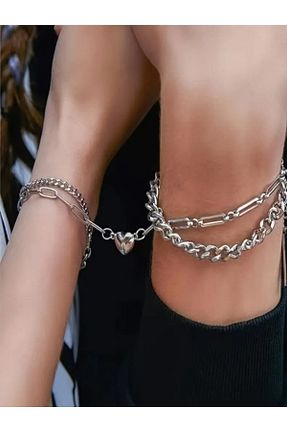 دستبند استیل (فولاد) طوسی زنانه تیتانیوم MK AKSESUAR - کد 939716881