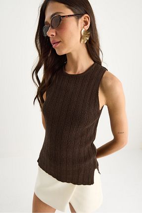 بلوز قهوه ای زنانه ساده Bianco Lucci - کد 939746162
