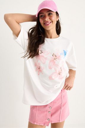 تیشرت سفید زنانه Straight Bianco Lucci - کد 939732198
