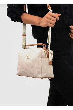 کیف دوشی بژ زنانه چرم مصنوعی eflanmoda - کد 863621051