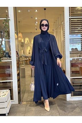کافتان و کیمونو حجاب سرمه ای زنانه بافتنی NS Moda - کد 939828781