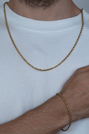 گردنبند استیل ( فولاد ) زرد مردانه استیل ضد زنگ Takı Dükkanı - کد 40168560