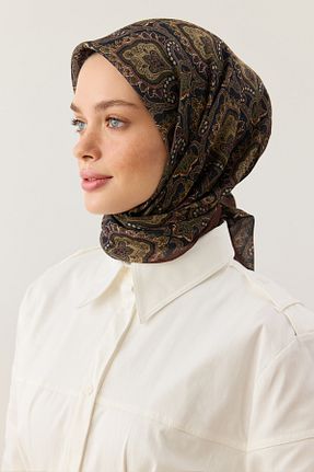 روسری قهوه ای کرپ Qef - کد 867082732