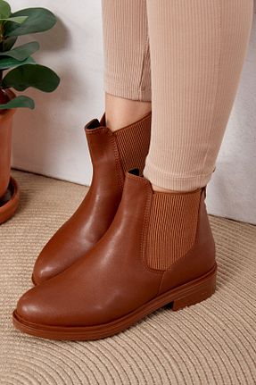 چکمه قهوه ای زنانه چرم مصنوعی TOFİSA - کد 869565008