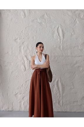 شلوار پارچه ای قهوه ای زنانه بلند ELONİ - کد 939831532