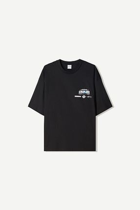 تیشرت مشکی مردانه Relaxed Bershka - کد 939843307